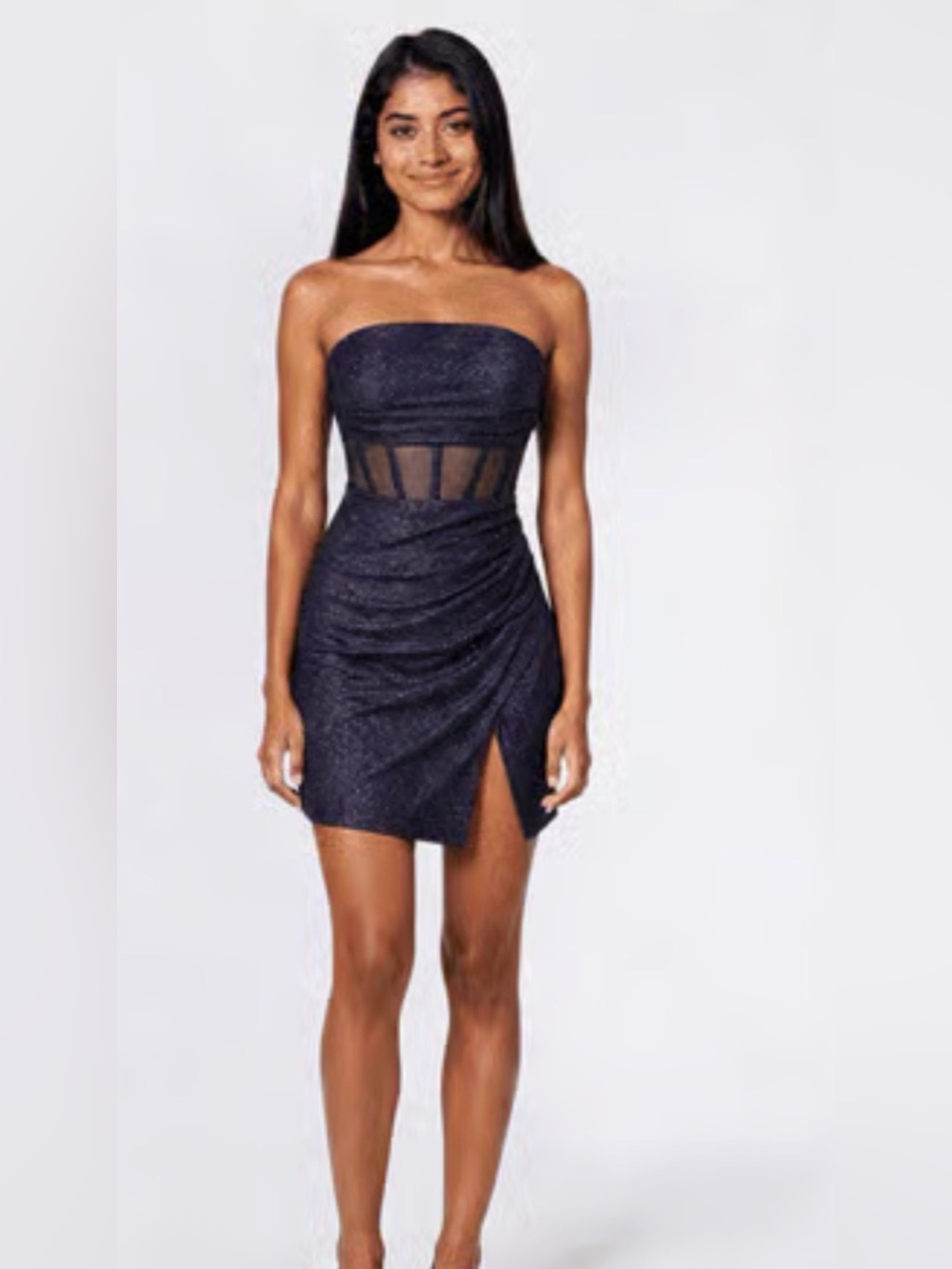 Emerald Sundae Navy Glitter Corset Mini Dress XXS Y2K Homecoming HOCO Party